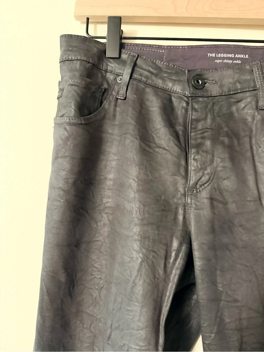 AG Adriano Goldschmied The Legging Ankle in a Leatherette Coated Finish, 30R